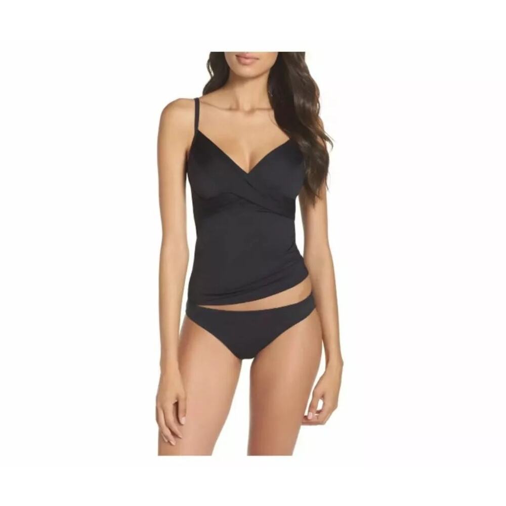 La Blanca Island Goddess Underwire Tankini Top Sleeveless Black Size 6 NWT